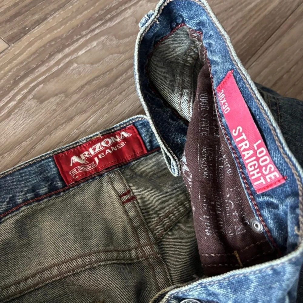 Vintage Y2K/2000s Baggy Dark Wash Skater Grunge Denim Jeans! 38x30